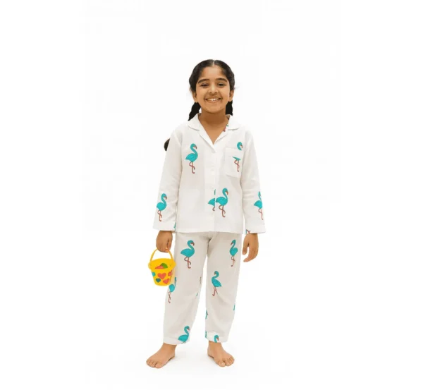 Cute Green Duck Print Kids Night Suit for Cozy Nights hover view