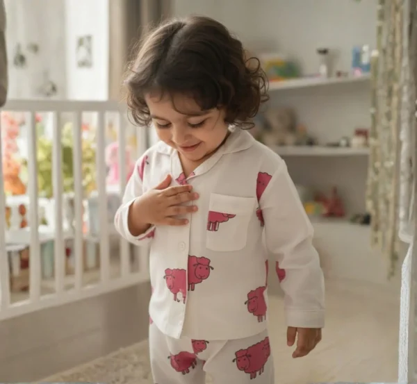 Bold Red Buffalo Print Kids Night Suit for Cozy Nights hover view