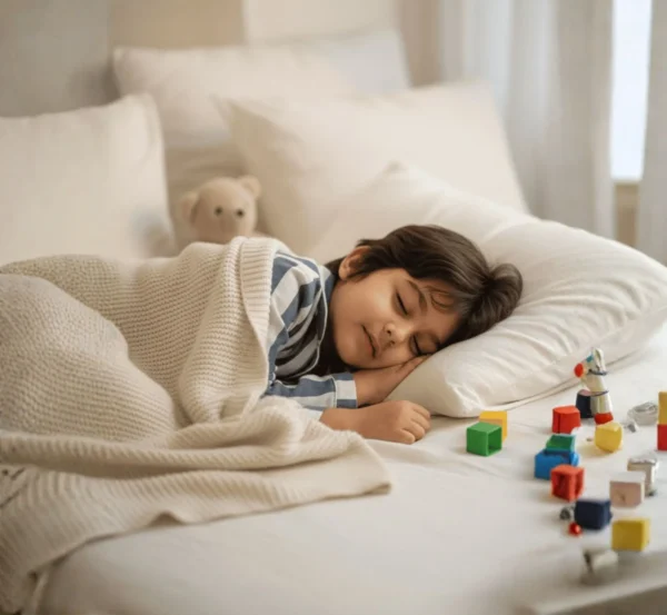 Grey stripe kids night suit bedtime look, soft cotton comfortable sleepwear for kids