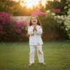 Yellow mango kids night suit lifestyle shot, playful and cozy sleepwear