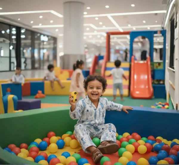 Stylish Blue Fish Block Print Pajama Set for Kids hover view
