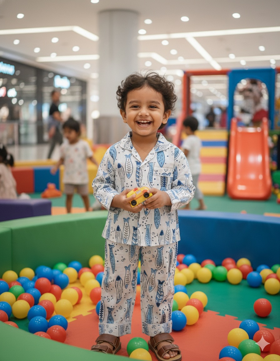 Kids Night Suit – Blue Fish