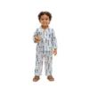Blue fish block print kids night suit catalog style, soft and comfortable sleepwear