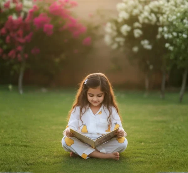 Yellow mango kids night suit comfort fit image, soft cotton breathable sleepwear