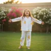 Yellow mango kids night suit candid shot, soft cotton breathable sleepwear