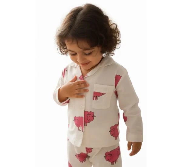 Red buffalo print kids night suit soft cotton comfortable sleepwear for kids