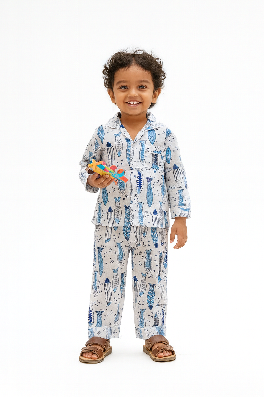 Kids Night Suit – Blue Fish hover view