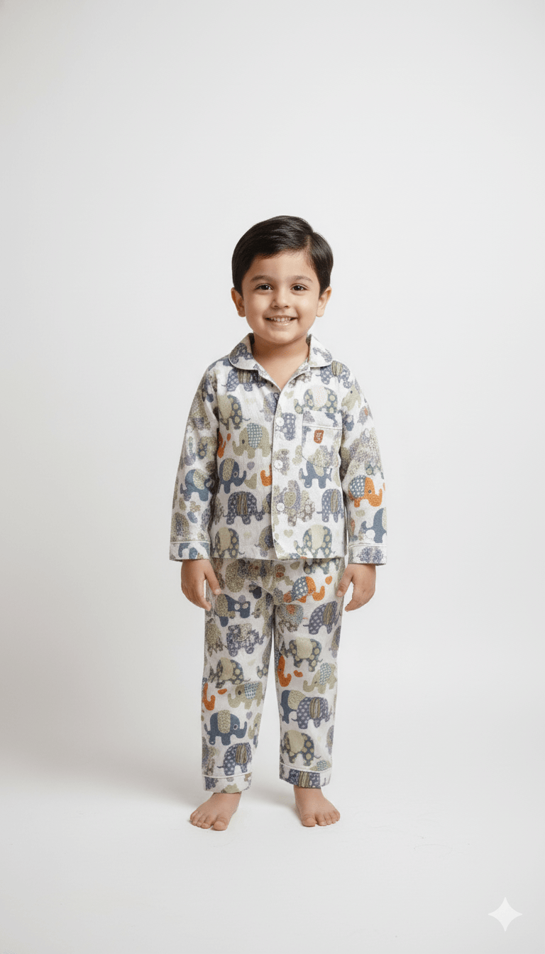Kids Night suit - Multi Elephant hover view