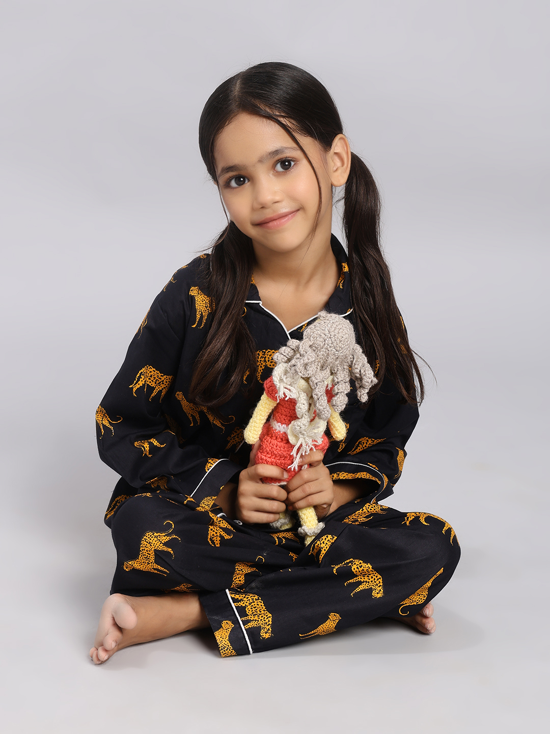 Kids Night suit - Black Tiger Print