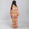 Kids mix fruit print cotton night suit back view, soft and breathable sleepwear