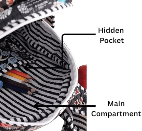 Trendy Black Patchwork School Backpack with Laptop Compartment hover view