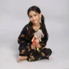 Black tiger print cotton kids night suit sitting view, stylish and comfy sleepwear for kids