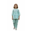 Aqua blue floral girls cotton co-ord set studio cutout, clean and stylish coordinated outfit