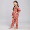 Kids watermelon print cotton night suit side view, cozy and flexible nightwear