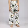 Kids white jungle print cotton night suit bottom detail, soft fabric and comfortable fit