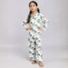 Kids mushroom print cotton night suit candid shot, cozy and playful nightwear