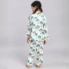 Kids mushroom print cotton night suit back view, breathable and cozy sleepwear