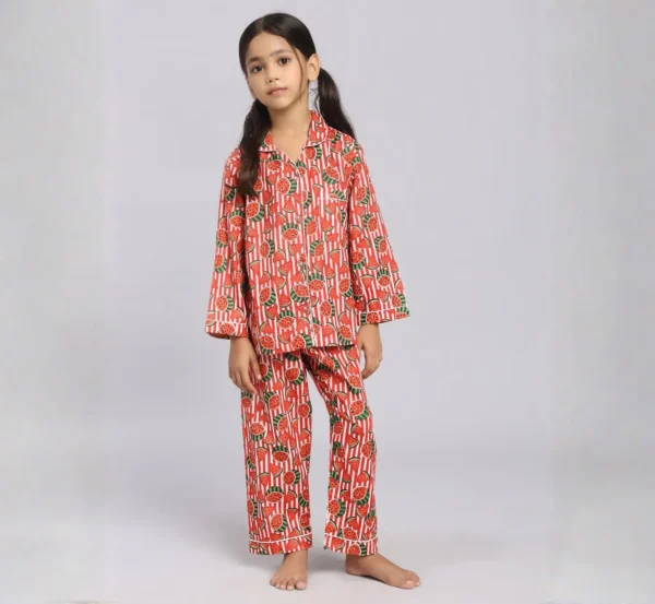 Watermelon Print Cotton Night Suit for Kids hover view
