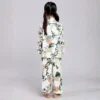 Kids white jungle print cotton night suit back view, soft and breathable sleepwear