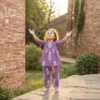 Light purple girls cotton co-ord set lifestyle candid shot, soft and breathable kids outfit