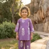 Light purple girls cotton co‑ord set profile view, comfy and stylish kids outfit