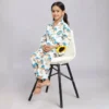 Kids mushroom print cotton night suit sitting pose, soft and comfortable sleepwear