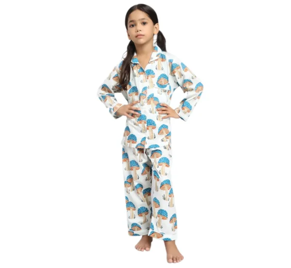 Kids mushroom print cotton night suit catalog image, stylish and soft kids sleepwear