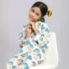 Mushroom print cotton kids night suit front view, cute and comfortable sleepwear for children
