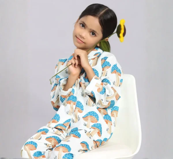 Mushroom Print Cotton Night Suit for Kids