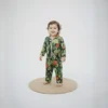 Black cactus print kids night suit standing, stylish and comfy sleepwear for children