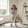Kids poplin cotton winter night suit full length view, warm and comfortable sleepwear