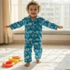 Kids sky blue cotton night suit trendy design, stylish and breathable nightwear