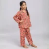 Kids watermelon print cotton night suit front smiling view, fun and playful sleepwear