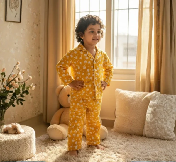 Cozy Yellow Apple Kids Night Suit for Winter