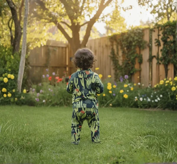 Stylish Black Cactus Kids Night Suit for Cozy Nights hover view