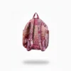 Pink patchwork design kids backpack back view, lightweight and comfortable school bag