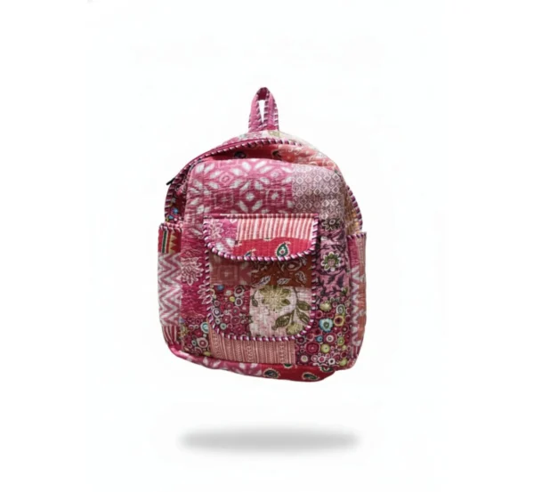 Stylish Pink Patchwork Design Backpack for Kids