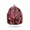 Red floral patchwork kids backpack back view, lightweight and comfortable school bag