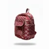 Red floral patchwork kids backpack side view, stylish and spacious school bag