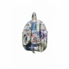 White patchwork cotton kids backpack back view, lightweight and comfortable school bag