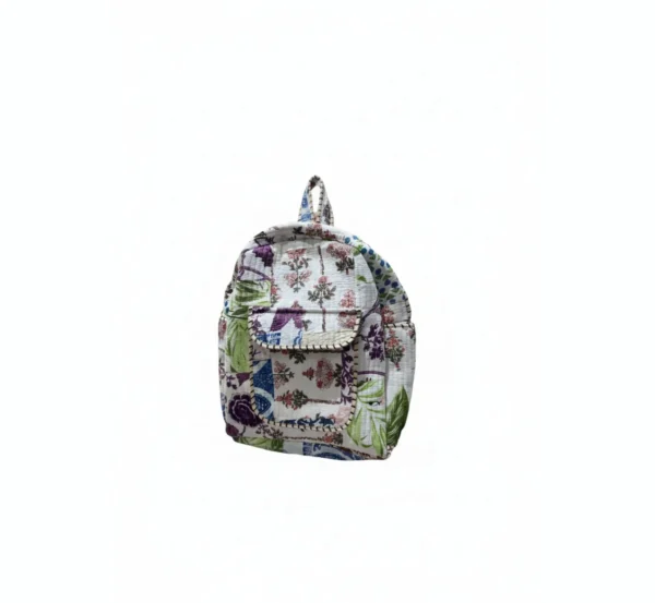 White Patchwork Design Backpack for Kids