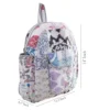 White patchwork cotton kids backpack side view, stylish and spacious school bag