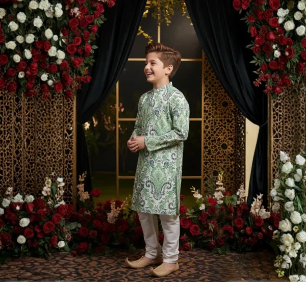 Stylish Cotton Boys Kurta Pajama Set for Festive Wear hover view
