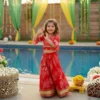 Red lehenga choli for girls front view, festive and traditional outfit