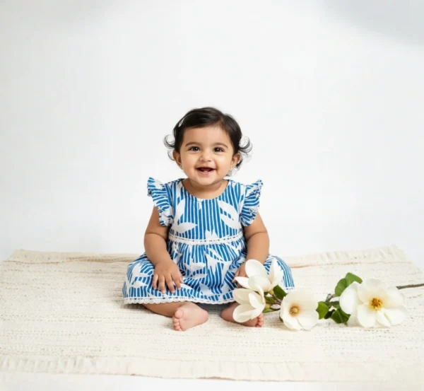 Premium Blue Infant Frock for Baby Girls