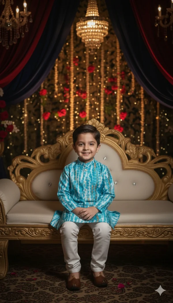 Boys kurta pajama candid shot, natural pose and comfortable ethnic wear for daily or festive occasions