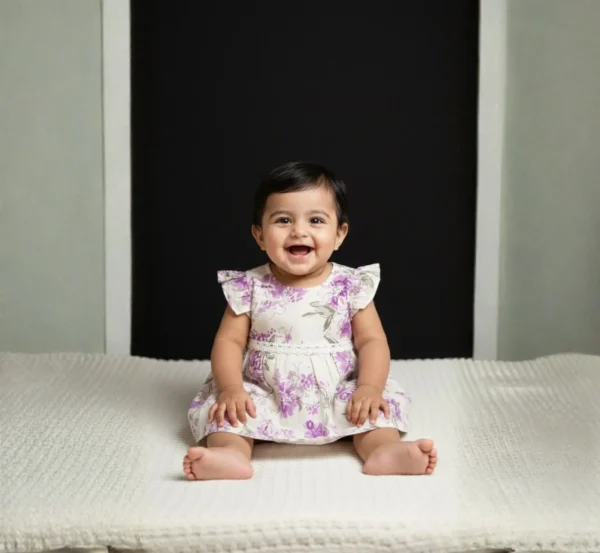 Premium White Infant Frock for Baby Girls hover view