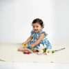 Blue cotton infant frock laughing baby, soft and stylish baby wear