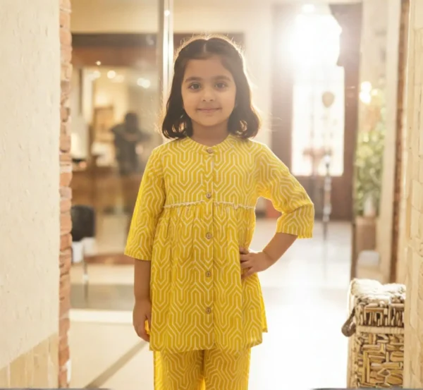 Comfortable and Breathable Yellow Co-ord Set for Girls