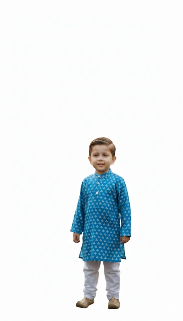 Boys kurta pajama full outfit view, traditional and breathable kids ethnic wear